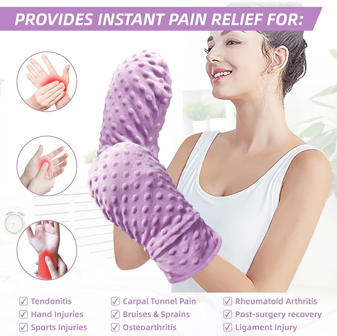 Microwavable Therapy Mittens with Arthritis Compression Gloves,Moist Heat Therapy Relief for Hands and Fingers of Stiff Joints, Trigger Finger, Inflammation, Raynaud's, Carpal Tunnel (Lavender)