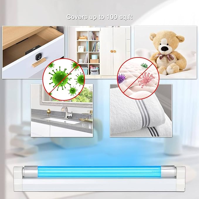 Coospider 6W UV Light Ozone Free,253.7nm Sanitizer Lamp with 3 Time Gear, UVC Lamp for Shoes/Closet/Cabinet/Bathroom 110V CTUV-6