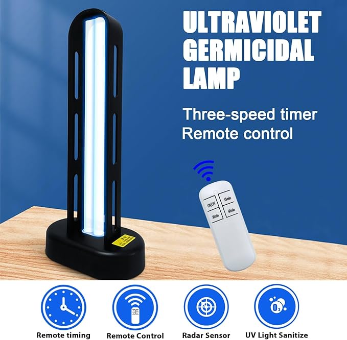 BAIMNOCM UVC Light, 2 Pack 38 Watt UV Light for Mold, Ultraviolet Light for Room, UV-C Lamp for Dust Mite Device with 15/30/60 Minutes Timer, Indoor Use