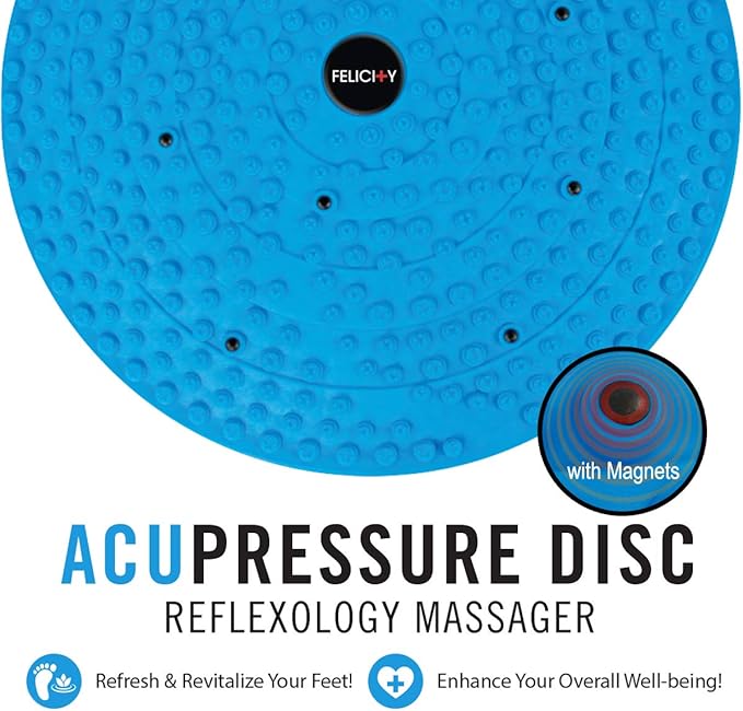 Daiwa Felicity Foot Massager Mat - Reflexology Mat with Magnetic Therapy Acupressure Disc - Ergonomic Acupressure Mat for Feet Relaxation, Pressure Point Pad - (Blue)