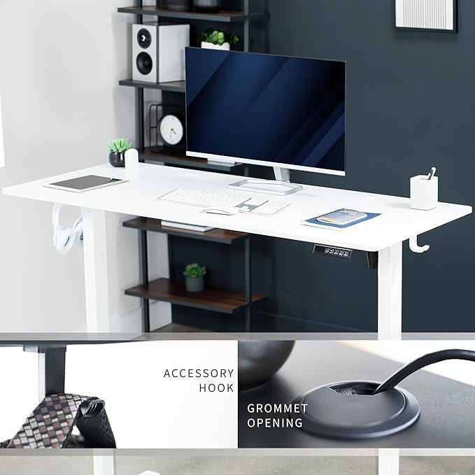 VIVO Electric 55 x 24 in Standing Desk, Memory Height Adjustment, White Top White Frame, DESK-E155TW