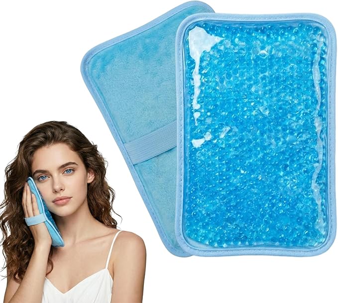 Ice Pack with Strap – Flexible Gel Pack for Targeted Hot & Cold Therapy, Gel Bead Ice Pack for Knee Shoulder Back or Wisdom Tooth Support, Ice Packs for Injuries Portable Compress (1 Pack)