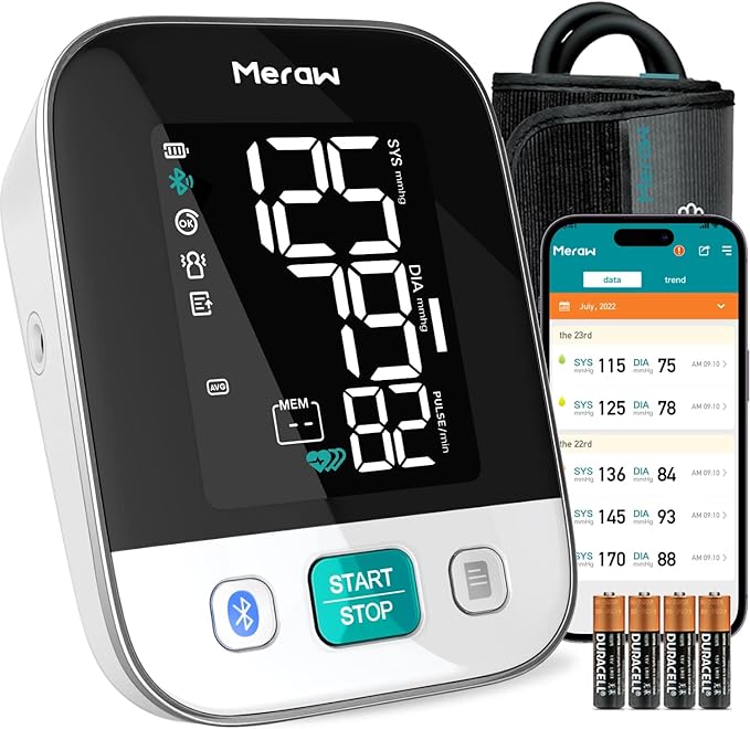 Blood Pressure Monitor Home Use, Blood Pressure Cuff Digital Arm, Blood Pressure Monitor Automatic Cuff 8.7-16.5" Bluetooth App Tracking Irregular Heartbeat Monitoring FSA/HSA Eligible White