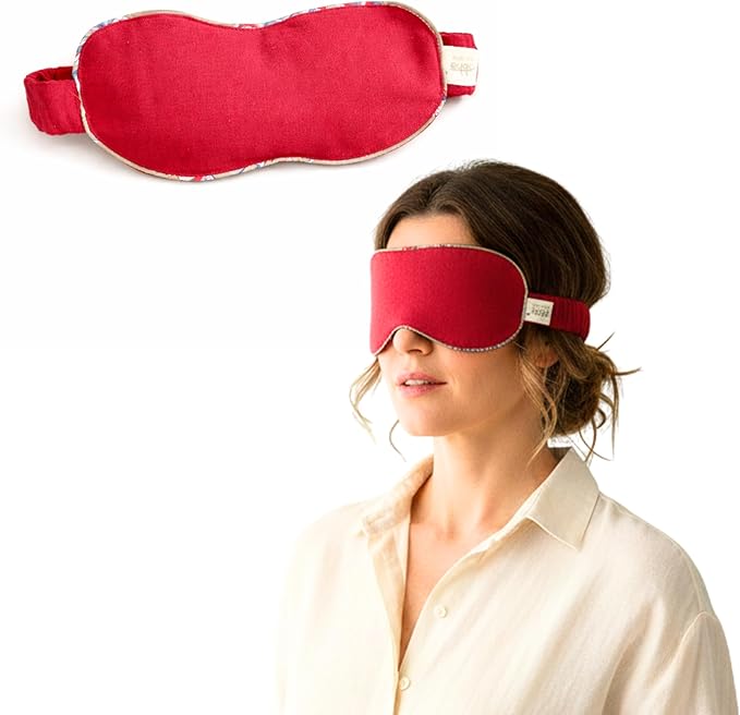 Migraine Eye Mask for Puffy Eyes – Microwaveable Hot and Cold Therapy Eye Pack with Adjustable Strap, Washable Removable Cover, Reusable Cotton Eye Compress for Sinus Pressure