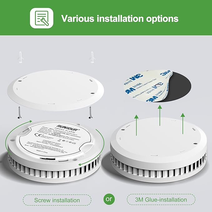 Smoke Detector10-Year Battery Powered Photoelectric with Test/Silence Button for Home Use (5 Pack)