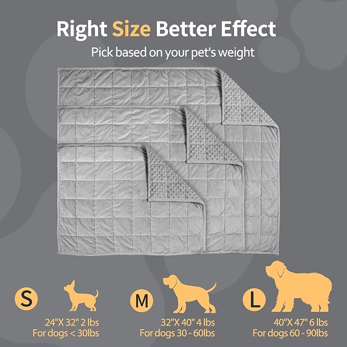LaSyL Weighted Blanket for Pets | Thunder Blanket for Dogs Anxiety | Premium Soft Minky | Relaxation & Calming & Anti Anxiety | Used in Car, Bed, Couch | Dark Grey, Washable Medium (32"x40")