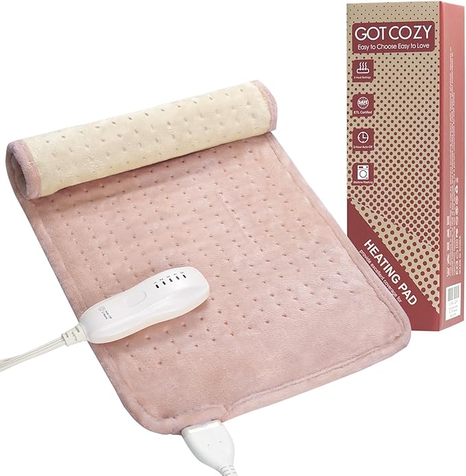 GOTCOZY Heating Pad for Back Pain Relief & Cramps,Electric Heating Pads for Neck and Shoulders with 2H-Auto Shut Off and 5 Heat Settings,Gifts for Mom Men 12''X24''(Rose)
