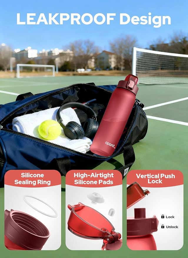 Opard 30oz/32oz Sports Water Bottle with Leak Proof Flip Top Lid BPA Free Tritan Reusable Plastic for Gym and Outdoor, Travel Water Bottle