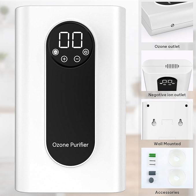 High-output 1000mg/h Ozone Bubbler for Purifying Water and Air,Multipurpose Ozone Machine with Negative Ion and Timer,Portable Water Ozonator for Food F&V Home Hunting Cold Plunge Bathroom