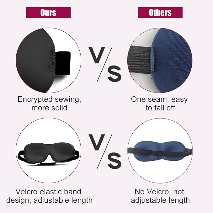 SkiBeaut Eye Sleep Mask for Side Sleeper, 4 Pack Night Blindfold Light Blocking 3D Sleeping Eye Masks for Men Women