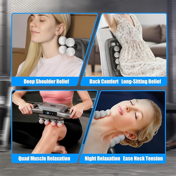 Massage Gun Deep Tissue – 16 Heads, 9 Speeds & 9 Modes, High Power Percussion Massager Gun for Full Body Relief, Muscle Fascia Massage Gun