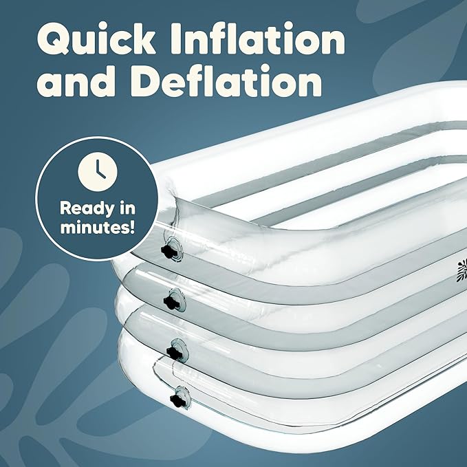 Inflatable Ice Bath Tub -XL Clear See Through - Ice Plunge Tub for Cold Water Therapy - Portable Cold Plunge Tub - Indoor & Outdoor - Inflatable Tub for Adults - Ice Tub for Athletes - Cold Tub