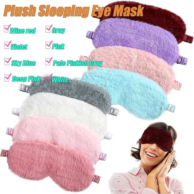 AKOAK 1 Pack Plush Sleep Eye Mask, Soft and Comfortable, Breathable Light Blocking Sleep Protector, Suitable for Adults, Children, Birthday Party Gifts (Violet)
