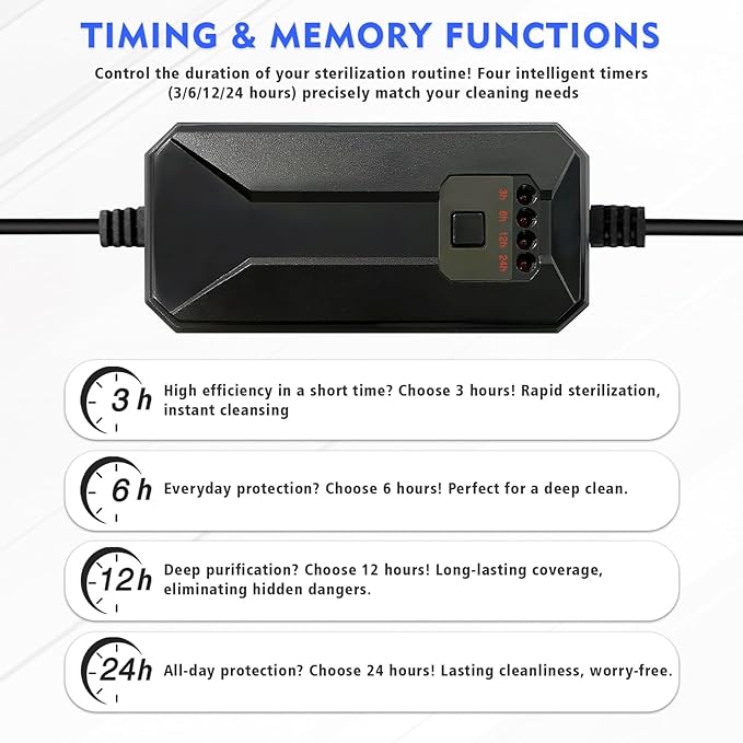 UV-C Aquarium Clean Light with Timer, Mini 3W 5W 7W 9W 11W Submersible Algae Clean Light Water Green Clean Fish Tank Water Clean Lamp for Sump Pond Filter Tank (3W Timer)