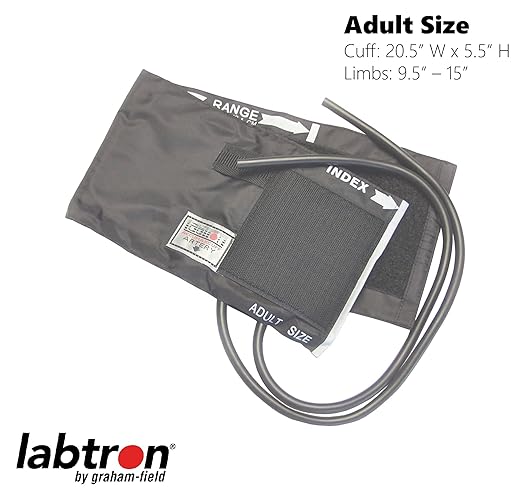 Labtron Accumax Blood Pressure Cuff - Nylon Cuff & 2-Tube Latex Bladder - Adult, Grey, 2357-2A