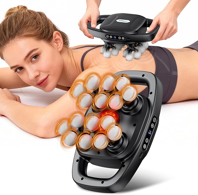 Massage Gun Deep Tissue for Back, Shoulder and Neck Pain Relief, Powerful Shoulders, Back Massager, Legs, Foot Massager & Full Body Muscle Recovery with 16 Massage Heads, 3 Modes & 30 Speed