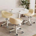 Rolling Stool Set of 3– Ergonomic Swivel Seat, Adjustable Height, Ultra-Quiet Wheels, Padded PU Leather Cushion, for Salon, Office, Massage & Medical Use Beige