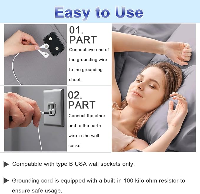 Grounding Sheets for Bed Queen Earthing Fitted Sheet 10% Silver & 90% Organic Cotton Conductive Bed Sheets Kit Earth Connected for Pain Relief Sleep Therapy with Grounding Cord (60"X 80"X 15" White)