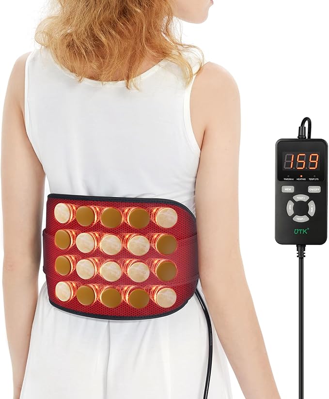 UTK Far Infrared Heating Pad for Back Pain Relief, Hot to 159℉, Gift for Women Men, Heating Pads for Lower Back, 24 Timers Auto-Off, 20 Natural Jade, 35-55" Adjustable Size