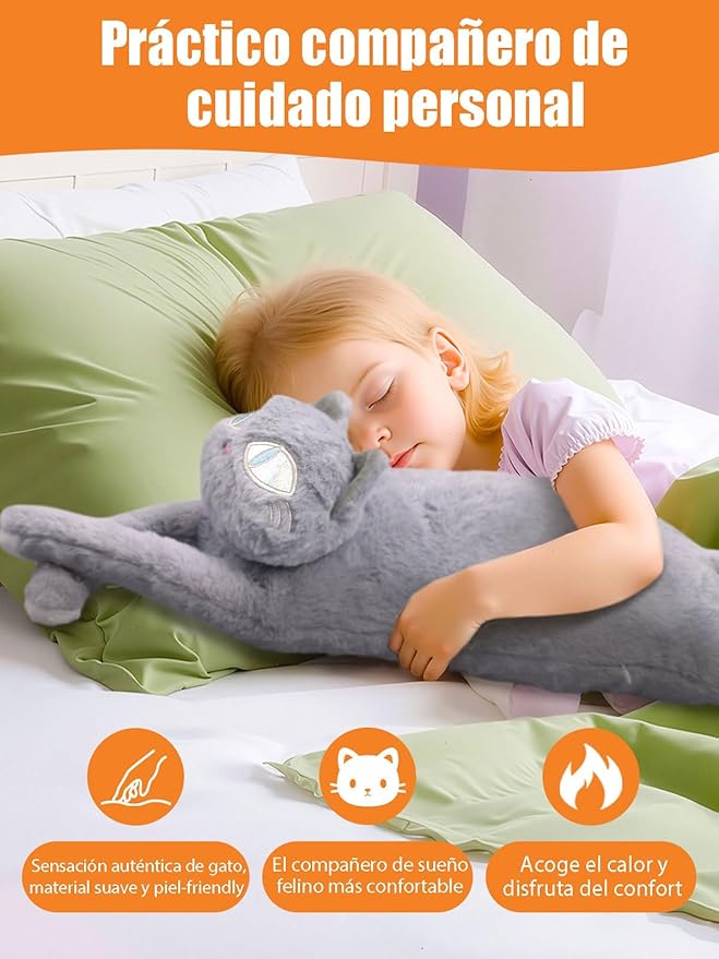 Cat Heating Pad for Period Cramps 5 Heat Settings Auto Shut Off USB Portable Electric Heat Pad Soft Thick Fuzz Stuffed Animal Cute Kitty Warmer for Body Pain Relief Comfort Accompany Help Relax Gift