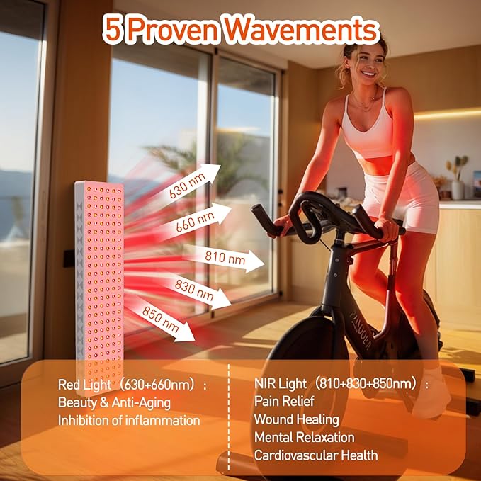 Red Light Therapy Panel for Full Body 200W 5 Wavement 150 Dual Chip LEDs 630+660+810+830+850nm Red and Near Infrared Lamp Therapy Device with Timer & Stand Pain Relief Face Skin Health Sleep