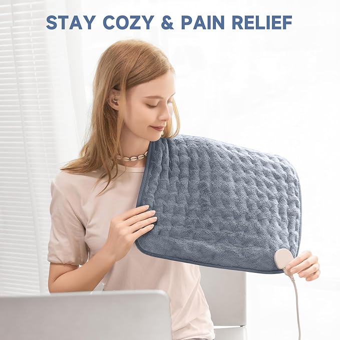 Heating Pad for Back, Neck, and Cramps, 20"x24" Electric Heat Pad with Moist/Dry Heat, 6 Heat Settings & Auto Shut-Off, Soft Flannel, Pain Relief for Men and Women