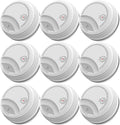9 Pack Photoelectric Smoke Detector with 9V Battery Included Smoke Alarm, 10-Year Sensor, Test/Silence Button, Low Battery Warning, Easy Mount, Fire Alarm for Home Bedroom Living Room