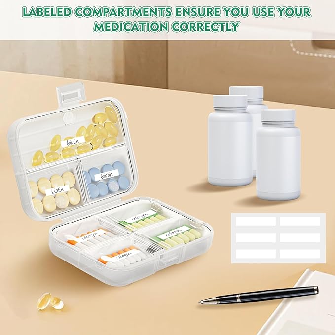 7 Day Pill Organizer with Snap-Lock Leakproof Design - Portable Travel Pill Case for Pills, Vitamins, Supplements, BPA-Free Mini Medicine Box for Work, Outdoor, Traveling (Clear)