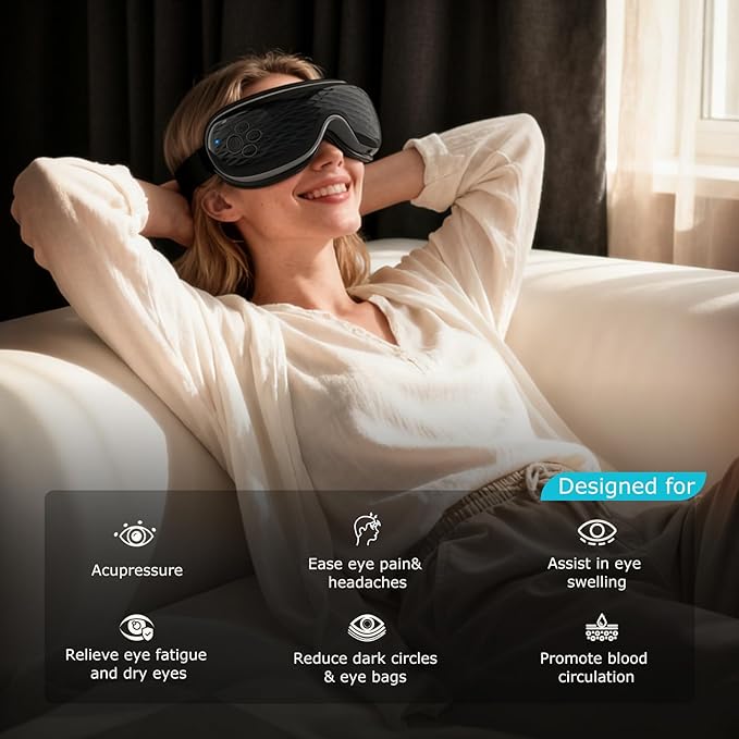 ALLJOY Eye Massager with Heat and Cooling, Lightweight Eye Massager with Removable Gel Mask, Mothers Day Gifts for Women Men Her Him Eye Care Devices for Migraine, Reduce Dry Eyes