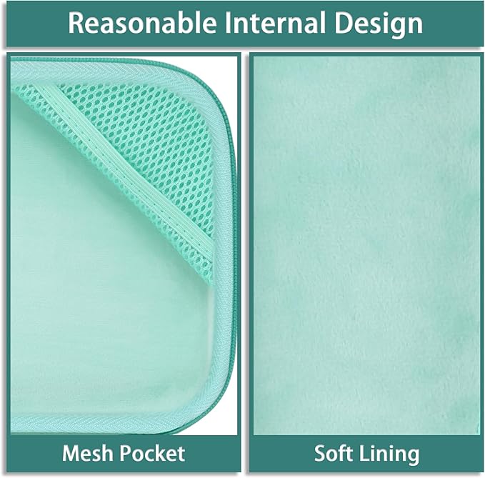 co2CREA Hard Case for OMRON Silver Upper Arm Blood Pressure Monitor BP5255, Mesh Pocket for Other Small Accessories, Mint Green