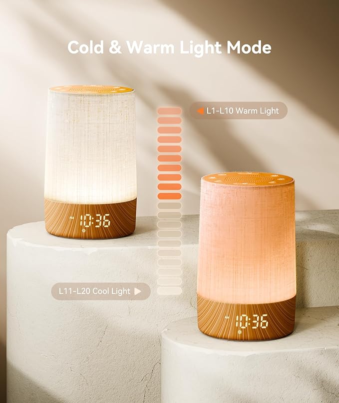 Dreamegg Sunrise Alarm Clock - Sound Machine with 29 Soothing Sounds, Cold & Warm Light Mode, Favorite Mode, 20-level Brightness, Dimmable Display, Wake Up Light & White Noise Machine for Home, Office