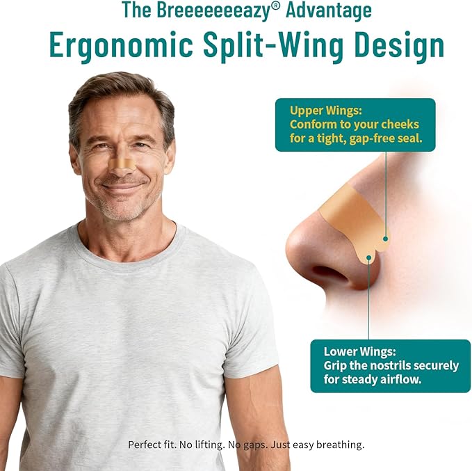Upgraded Anti-Slip Nasal Strips for Breathing-Extra Strength Ergonomic Nose Strips,Nasal Strips for Snoring & Nose Strips for Better Breathing,Strong Adhesive Comfort Fit Improves Sleep (30 Pack)