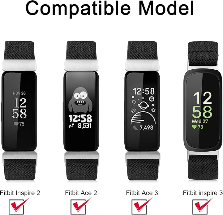 Vancle Elastic Bands for Fitbit Inspire 3 Bands Women, Breathable Adjustable Replacement Stretchy Nylon Loop Wristband Sport Straps Compatible with Fitbit Inspire 3 Fitness Tracker