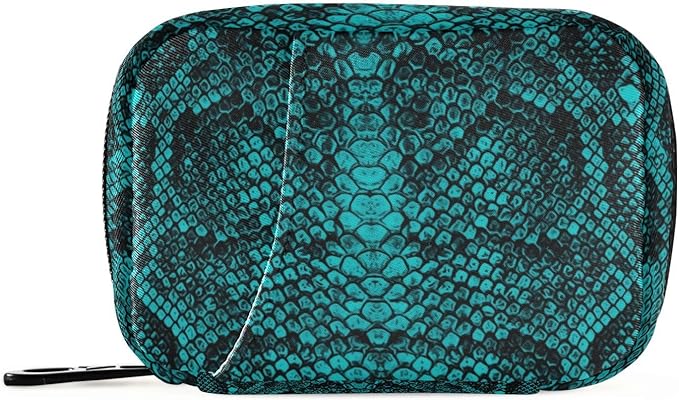 Pill Box Python Snake Print 7 Day Pill Case Travel Pill Organizer Bag with Zipper Portable Weekly Vitamin Medicine Supplement Holder Pouch Bag