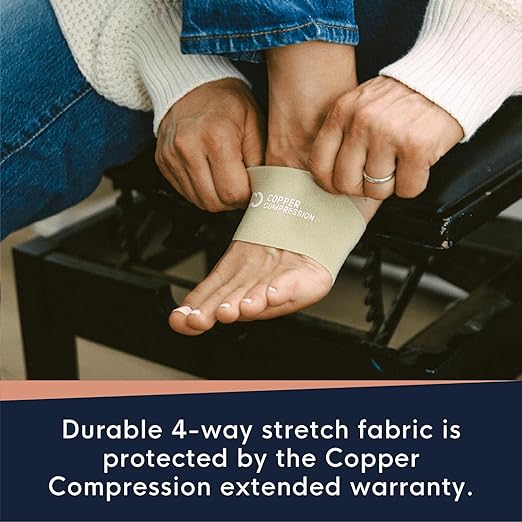 Copper Compression Arch Support Sleeves. Targeted Compression for Plantar Fasciitis Symptoms, Pain, Flat Feet & High Arches. Breathable Support for Men & Women - Black