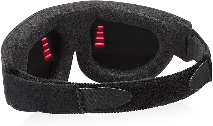 Sound Oasis Deluxe Glo to Sleep Natural Sleep Eye Mask, Deep Sleep, Block Out All Light, Comfort Eye Shade, Blue Glo Points Slow Brainwaves, Adjustable Brightness & Auto Dim to Relax & Sleep, Black.