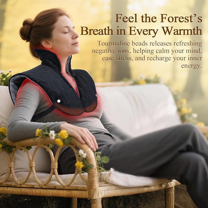 Neck and Shoulder Heating Pad: 2X Graphene Extra Hot Max 160℉ for Faster Deeper Pain Relief - 4H Auto Shut Off for Home Office Use - Machine Washable - Gifts for Dad Grandpa Husband