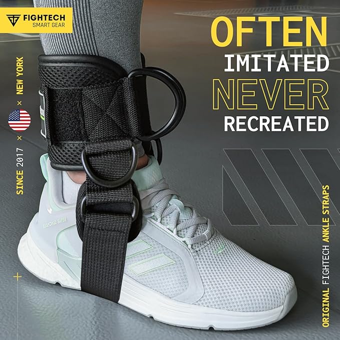 FIGHTECH Ankle Straps Cable Machine Attachment for Gym - Cable Kickback Ankle Straps - Padded Ankle Cuffs for Glute Kickbacks and Leg Workouts