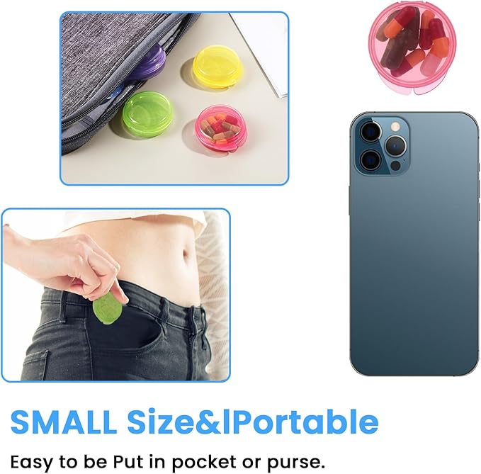 5 Pack Mini Pill Case, Portable Small Pill Organizer Box, Travel Vitamin Holder, Compact Medicine Container for Pocket, Purse, Cod Liver Oil Storage