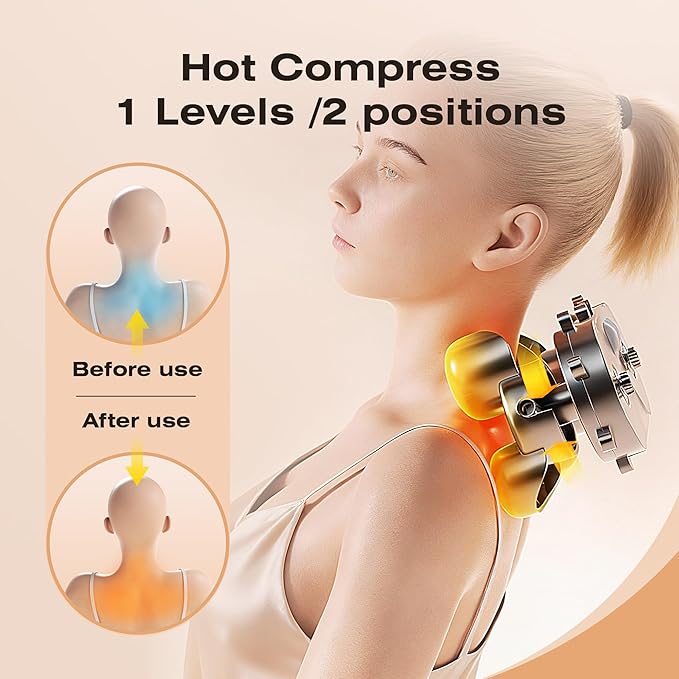 Neck Massager with Heat, 4D Shiatsu Deep Kneading for Pain Relief in Neck, Back, Shoulders, Legs & Feet, Deep Tissue Portable Massage Pillow,Rechargeable Cordless, Perfect Birthday Gifts for Women