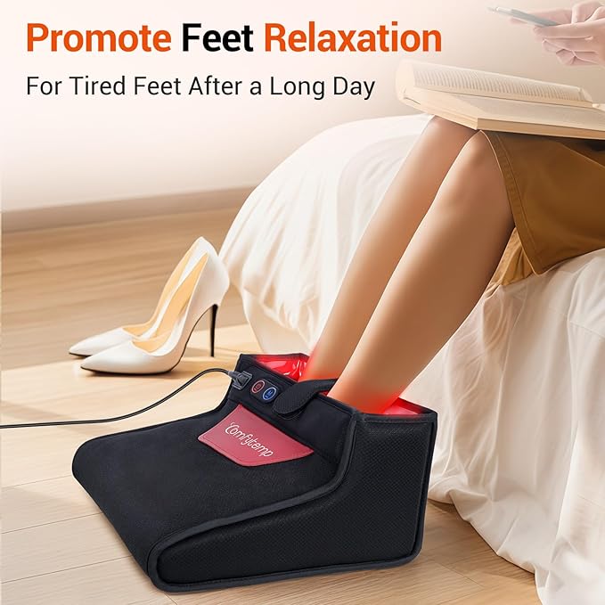 Comfytemp Red Light Therapy for Feet, 360 LEDs 43W Near Infrared Light Therapy Boot, 3D Wearable Feet Wrap for Ankle Heel Sole Plantar Joint Muscle, 660nm & 850nm, Up to Foot Size 12