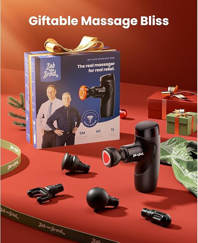 BOB AND BRAD M7 Plus Mini Massage Gun with Heat, FSA Eligible & HSA Approved Deep Tissue Percussion Massager for Back & Neck Stiffness - Portable, Quiet, Ultra-Lightweight