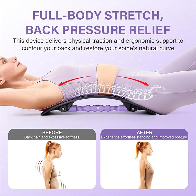 Adjustable Lumbar Support Board | Extra-Wide Back Stretcher for Lower Back Pain Relief | Back Cracker Board for Spinal Decompression | Back Cracking Device