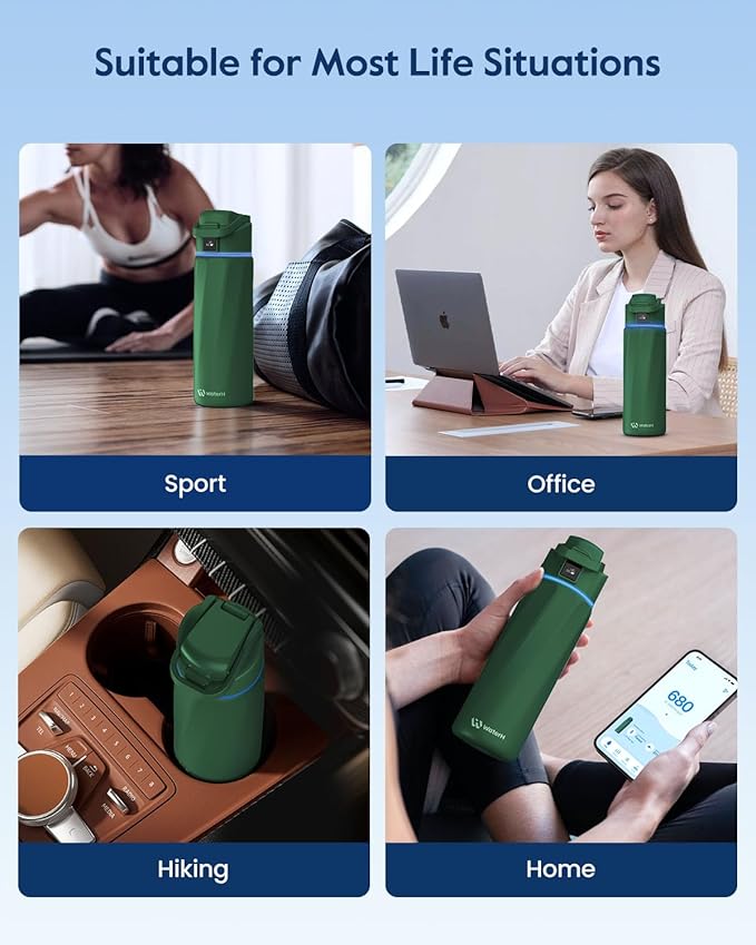 BOOST Smart Water Bottle that Reminds You to Drink, 24oz BPA-Free Stainless Steel Vacuum Insulated, Wide Mouth Water Tracker Bottle with APP for School, Gym, Office, Ideal for Mother's Day