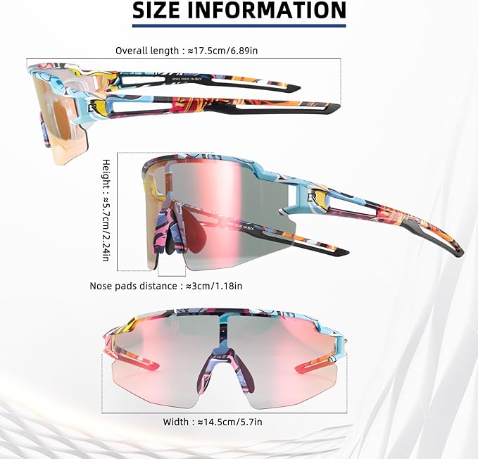 ROCKBROS Photochromic Sports Sunglasses for Men Women Cycling UV Protection