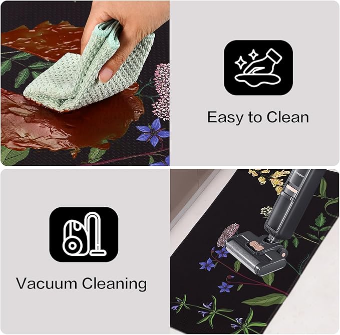 Mirok Washable Anti Fatigue Mat for Cushioned Floor Mats,Colorful Floral Non-Skid Ergonomic Comfort Foam Rugs,Non Slip Kitchen Rug(Multi Flower,17"x29")