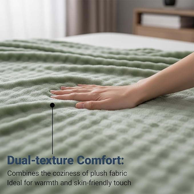 Grounding Blanket Grounding Sheets Queen, Grounding Throw for Improved Sleep, Relieving Pain,Conductive Grounded Mat for Bed with Grounding Wire (Green, Adult)