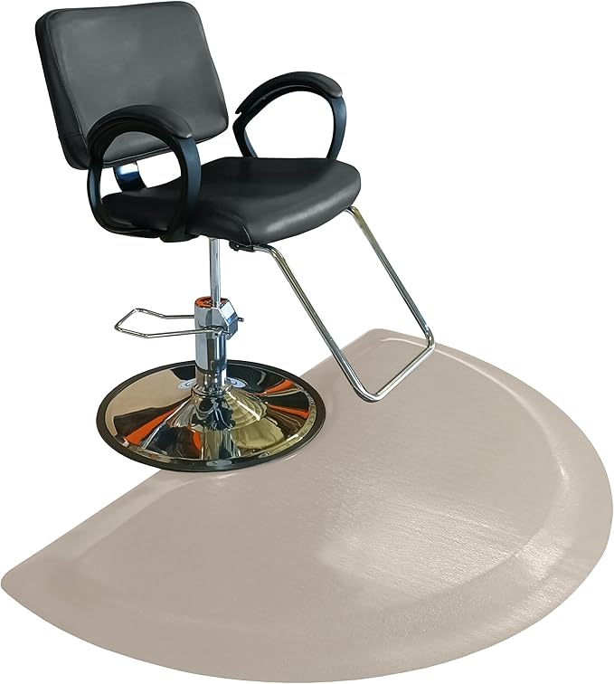 Rhino Mats, Rhino Hide Salon Mat, Non-Slip Standing Cushioned Comfort Anti-Fatigue Mat for Salon, Barbershop, or Spa (Taupe Semi-Circle, 3' x 5' x 7/8")