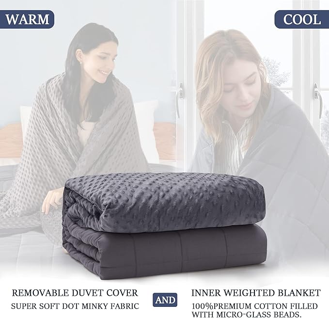 yescool Weighted Blanket with Cover (10 lbs, 41" x 60", Charcoal Gray) Heavy Blanket for Sleeping Perfect for 60-90 lbs, Breathable Blanket with Premium Glass Bead, Machine Washable