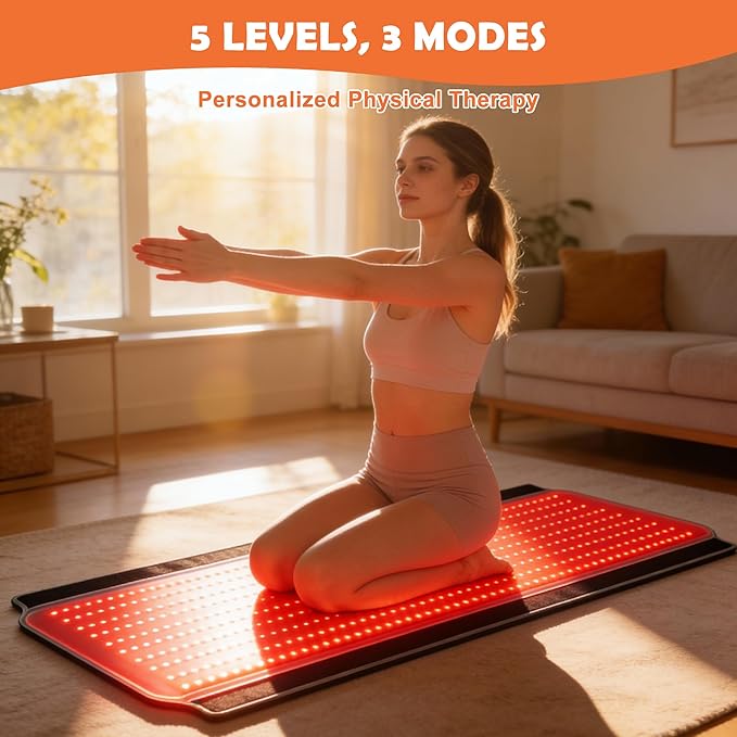 Full Body Red Light Therapy Mat, 59.1"*25.6" Whole Red Light Therapy Pad for Body with 660nm & 850nm, 600 LEDs redlight Blanket with Adjustable Timer & Intensity, Gifts for Women, Men, and Pets